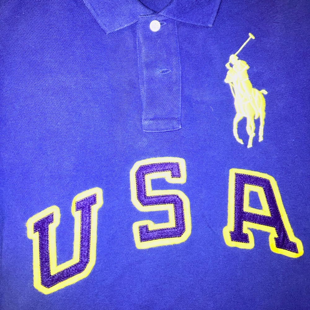Beautiful Royal blue Ralph Lauren boys big pony polo. Yellow effects